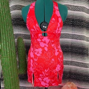 Floral Two-toned Sundress XS Halter Tie